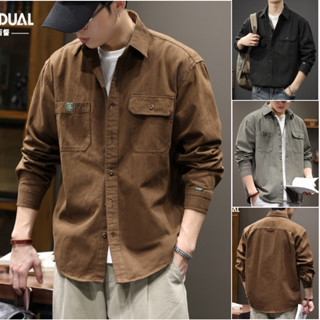 เสื้อเชิ้ตผู้ชาย แขนยาว ทรงหลวม สไตล์ญี่ปุ่น ใส่สบาย และทนทา…