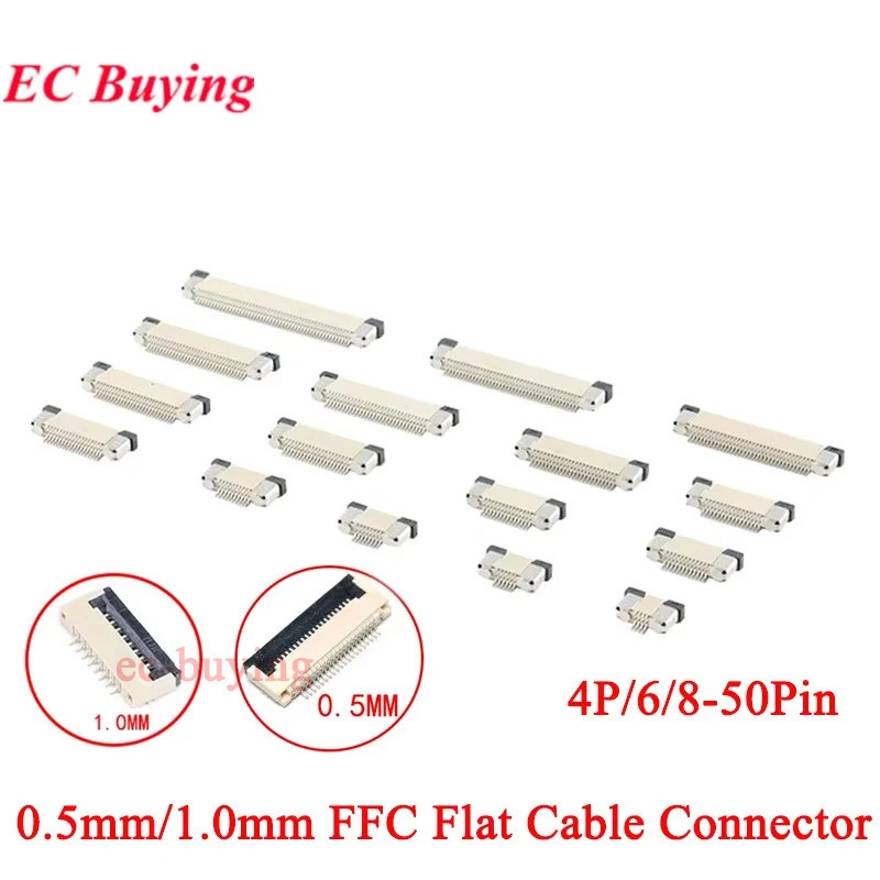 10PCS 0.5 มม./1.0 มม.Tont Top Contact ประเภทซ็อกเก็ต FPC FFCแบนสาย 4P 5P 6P 8P 10P 12P 14P 16P 20P 2