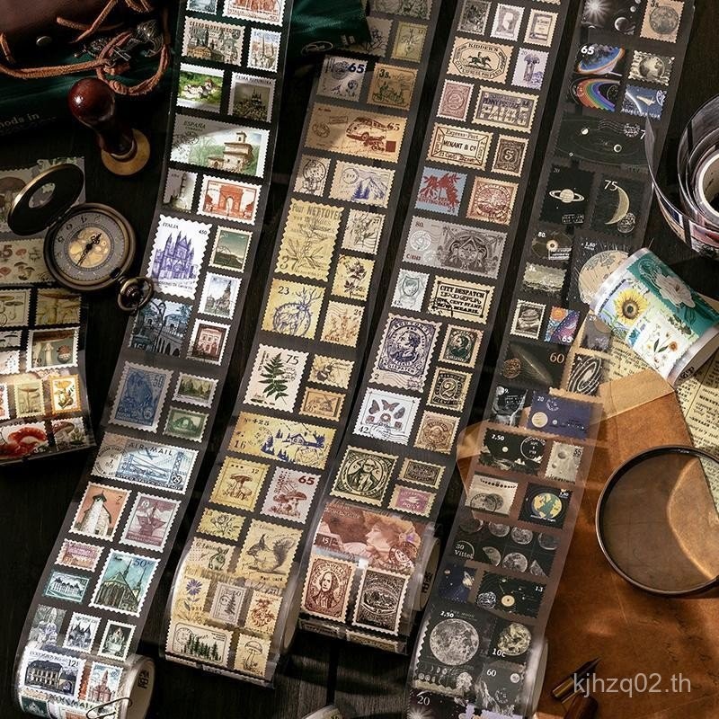 Momo Natural Post Office Series Retro แสตมป์ขยะแถวเทป City Building วรรณกรรมคู่มือสติกเกอร์ตกแต่ง Su