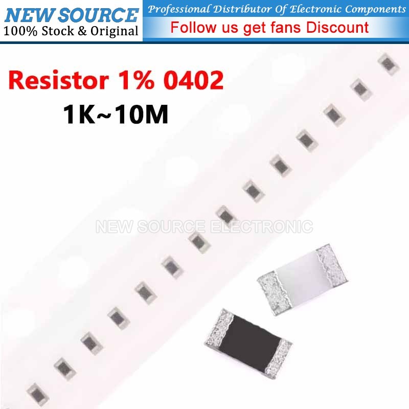[100 ชิ้น] 0402 ตัวต้านทาน SMD 1% 1/16W 1K 10M 1.5K 2.2K 3.2K 4.7K 10K 47K 22K 51K 100K 220K 470K 680K 1M 1.2M Ohm ความต้านทาน
