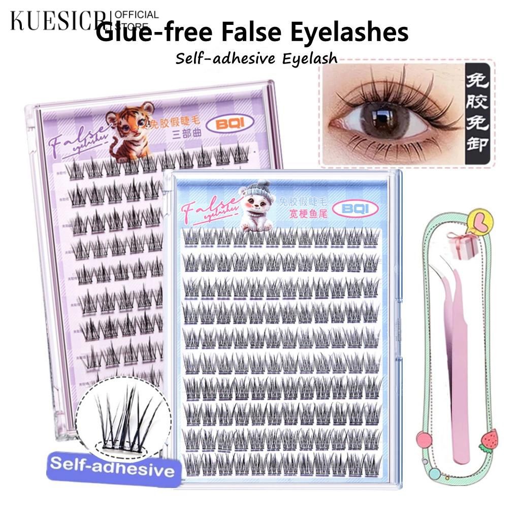 (ฟรี) KUESICR ธรรมชาติ BQI ขนตาปลอม Self-Adhesive สําหรับผู้เริ่มต้นขนตาปลอมธรรมชาติขนตาหนาและ Curle