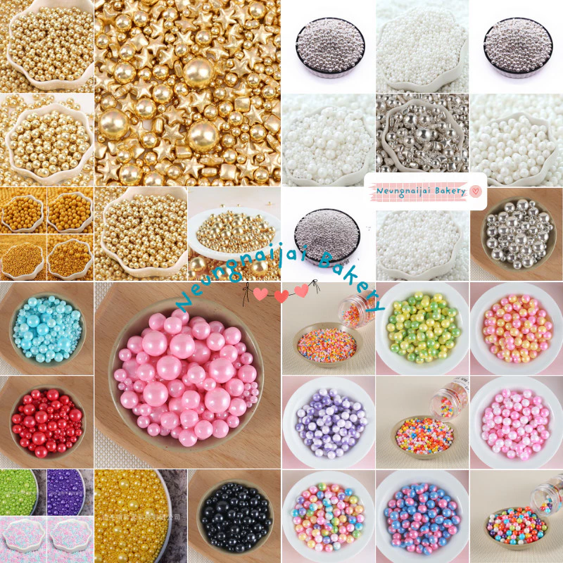 🛒พร้อมส่ง🇹🇭🇹🇭🛒เม็ดน้ำตาลตกแต่งเค้ก น้ำตาลแต่งเค้ก​ เม็ดมุกน้ำตาล เม็ดมุกแต่งเค้ก Sprinkles​ (แบ่งขาย 25 กรัม)
