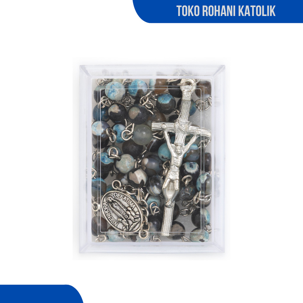 ONYX AGATE ROSARY NECKLACE / CATHOLIC ROSARY ของแท้ / STONE NATURAL
