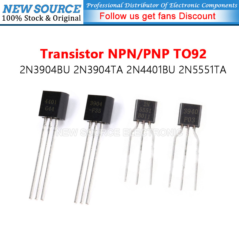 [10 ชิ้น] 2N3904BU 2N3904TA 2N4401BU 2N5551TA NPN/PNP TO92 ทรานซิสเตอร์