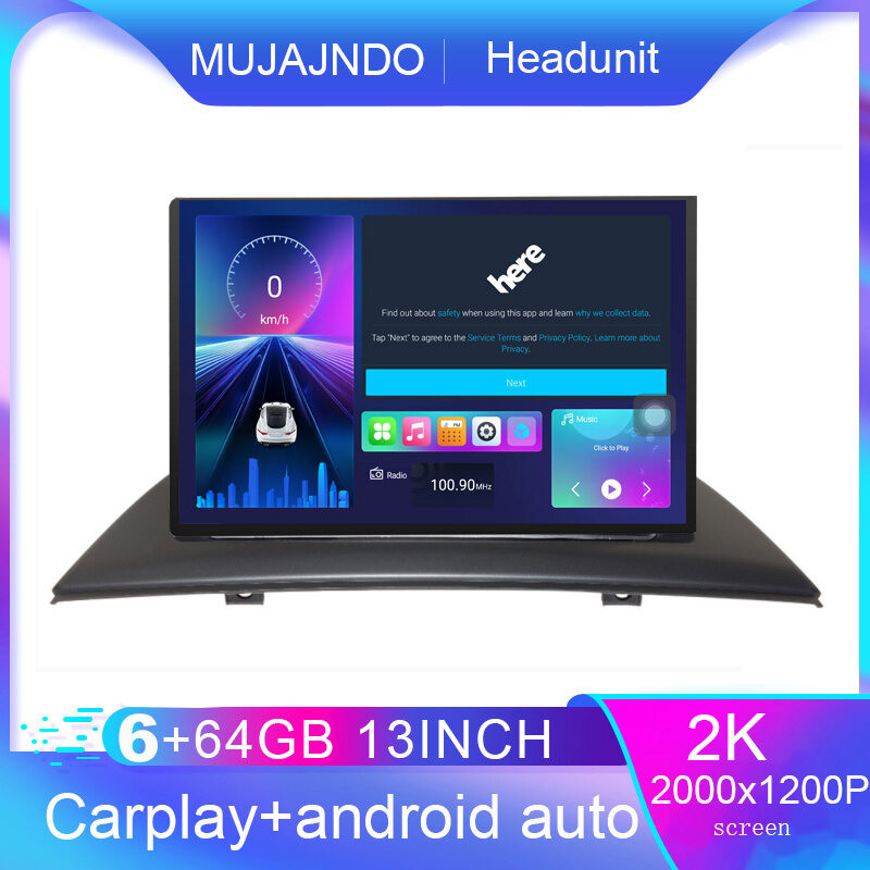 MUJAJNDO 13 นิ้ว 6+64GB สําหรับ bmw x3 e83 2004-2012 android15 2k qled หน้าจอ octa core รองรับ 360 ก