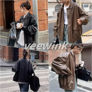 Veewink พร้อมส่งจากกทม เสื้อแจ็กเก็ตหนังสไตล์อเมริกัน ทรงหลวม แจ็กเก็ต แฟชั่นผู้หญิง ใส่สบาย ฮิปสเตอร์