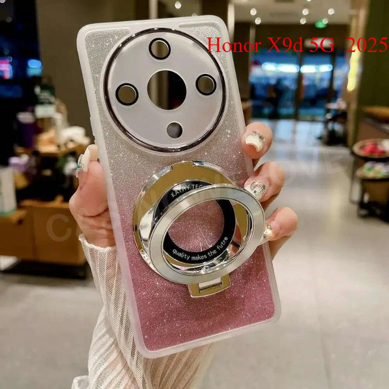 เคสโทรศัพท์สําหรับ Honor X9d 5G X9 d HonorX9d X9c X9d สมาร์ท 4G 5G 2025 ซิลิโคน Glitter พร้อม CD Rin