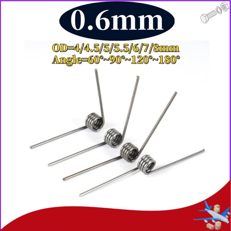 Sus304 d0.6mm OD4/4.5/5/5.5/6/7/8mm V-shaped spiral torsion ฤดูใบไม้ผลิมุม 60/90/120/180 องศาDTY-MB