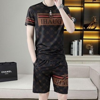 เสื้อยืดแขนสั้นสำหรับผู้ชาย สไตล์แฟชั่นฤดูร้อน ชุดออกกำลังกา…