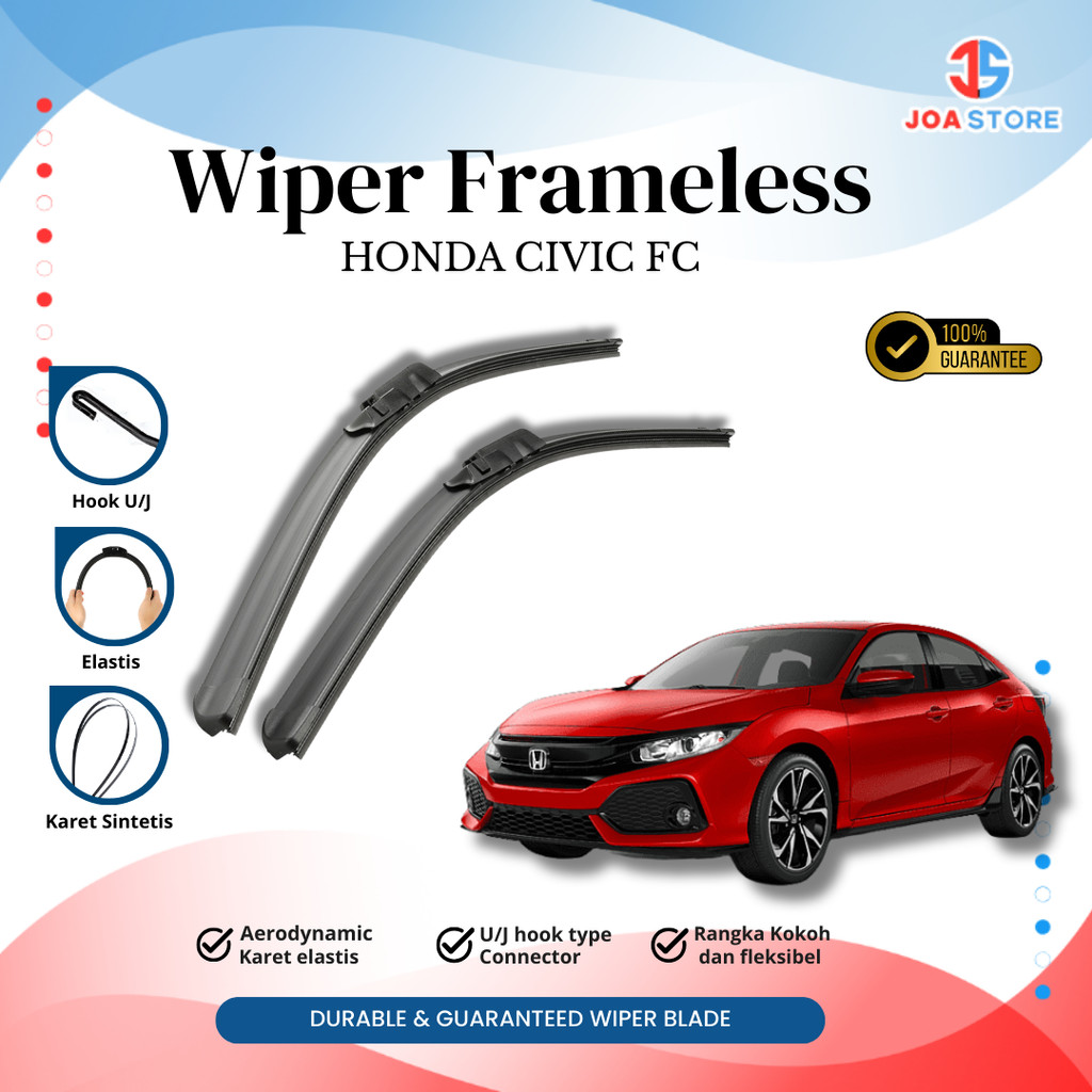 Honda Civic FC ที่ปัดน้ําฝนรถยนต์ไร้กรอบ ยางกล้วยไร้กรอบ คู่ซ้ายและขวา ไม่มีกรอบเหล็ก - W101 JOA Sto