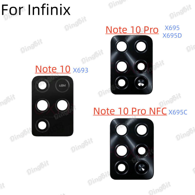 สําหรับ Infinix หมายเหตุ 10 Pro NFC กล้องด้านหลังฝาครอบเลนส์เปลี่ยน + สติกเกอร์ Note10 X693 X695 X69