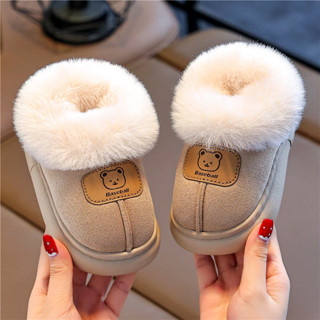 รองเท้าบูทเด็กฤดูหนาว ทำจากผ้าฝ้ายและขนแกะ สวมใส่ง่าย กันลื่…