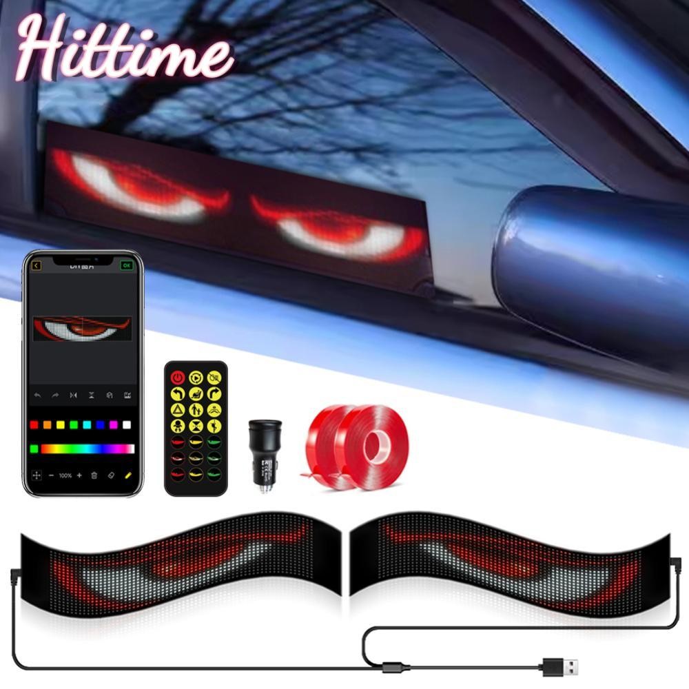 HITTIME 2 ชิ้น Devil Eyes Light บลูทูธ APP ควบคุมกับ Car Charger DIY โปรแกรมยืดหยุ่นจอแสดงผล LED เลื