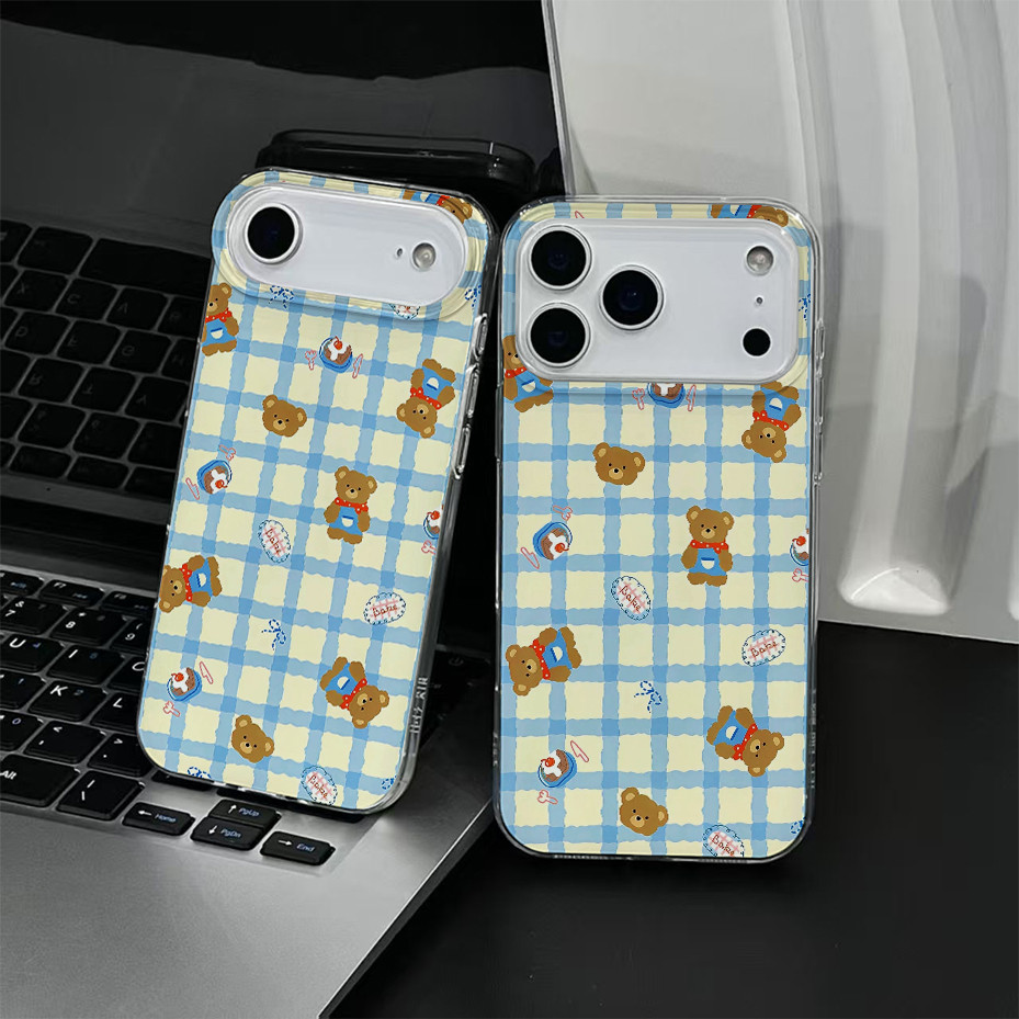 เคสไอโฟน13 การ์ตูนหมีเรียบง่าย กันกระแทก For IPhone 11 15 13 16 12 14 Pro Max 12 Pro 16 11 13 14 Pro 14 15 16 Plus CASE