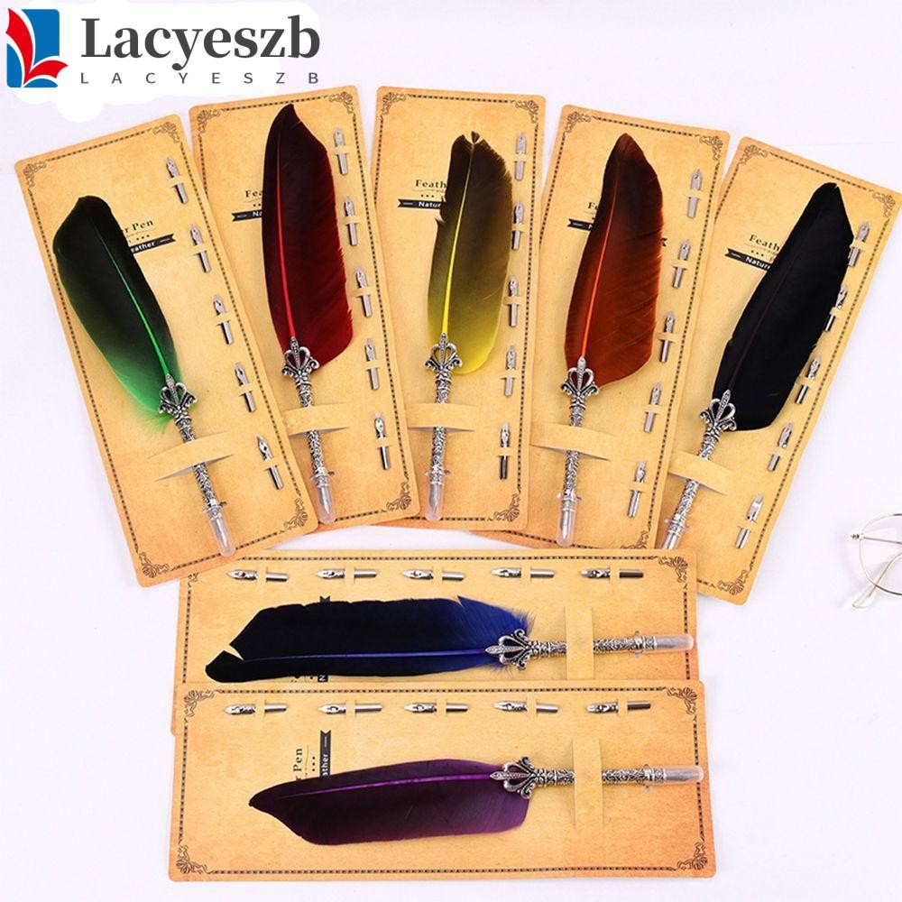 LACYESZB Fountain Pen Wedding Ink Oblique Dip Feather Set Chancery Pens Writing Nib