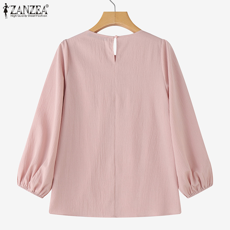 ZANZEA แซนเดลสไตล์เกาหลีสำหรับผู้หญิง แต่งตัวแบบสบายๆในทุกวัน มีรายละเอียดแขนพัฟและแขน3/4 — صورة 8