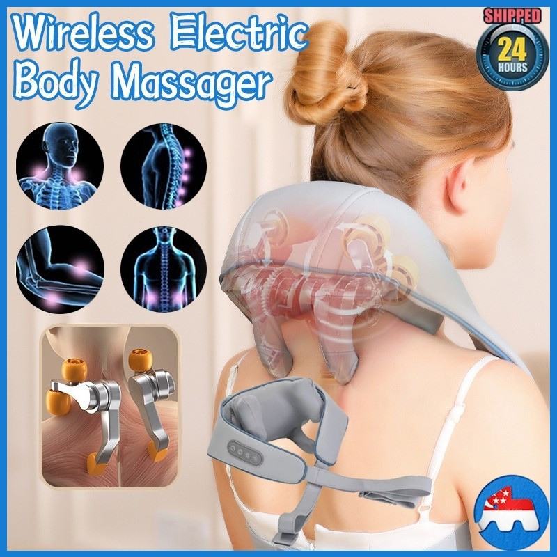 [ในสต็อก] เครื่องนวดตัวไฟฟ้า Trapoezius/ไหล่/คอ/ปากมดลูก/นวดสนนวดนวดประคบร้อน MassaHT99 AOL5