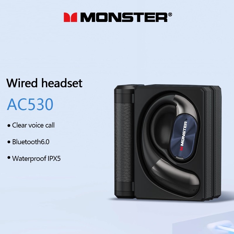 Monster AC530 หูฟังไร้สายบลูทูธ HiFi คุณภาพเสียง 6.0 HD Call ตัดเสียงรบกวนสเตอริโอ IPX5 หูฟังกีฬากัน