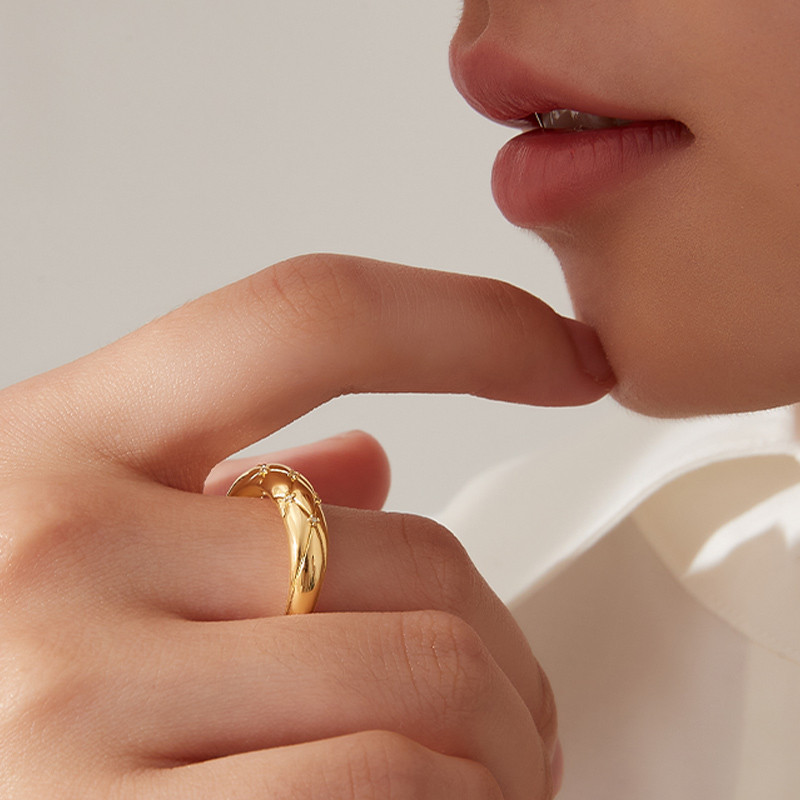 แหวนเพชร 18K ทอง au750 ออกแบบเฉพาะสำหรับผู้หญิง