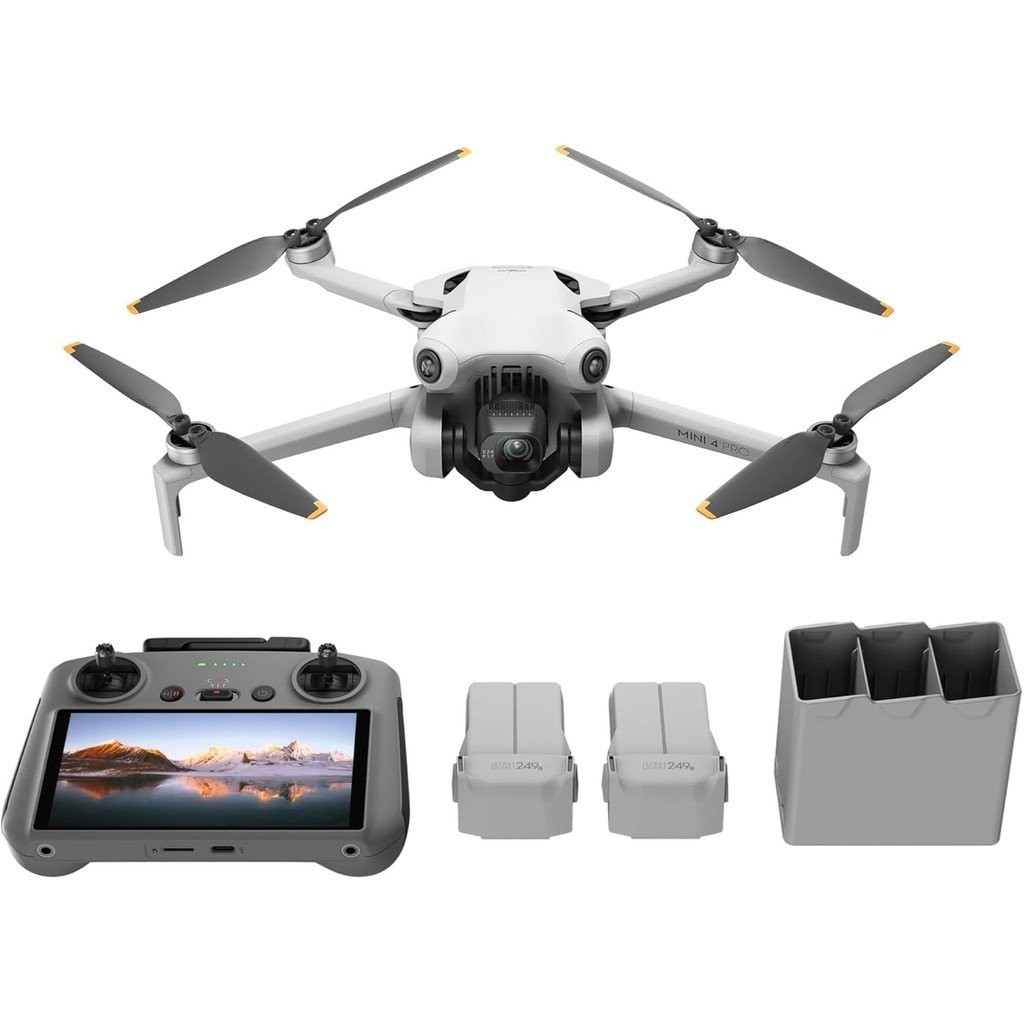 Mini 4 Pro Fly More Combo พร้อม DJI RC 2, โดรนพร้อมกล้องสําหรับผู้ใหญ่ 4K, ภายใต้ 0.549 ปอนด์/249 g,