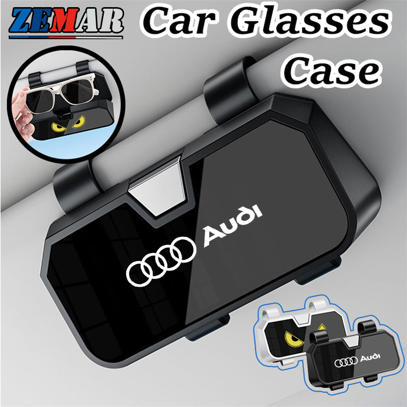 Audi รถแว่นตาแว่นตากันแดดคลิป Multi-Functional ผู้ถือบัตรตั๋วผู้ถือรถบังแดดกรอบแว่นตาสําหรับ Audi A3