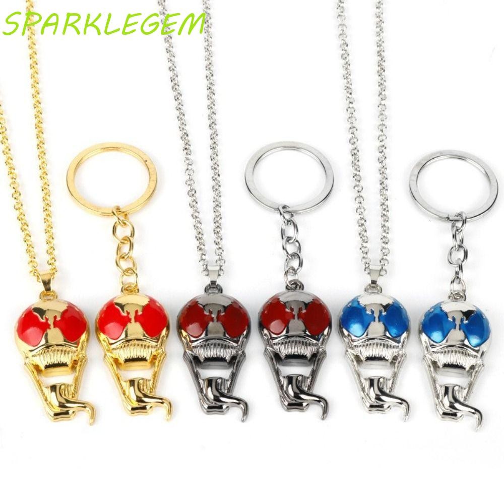 SPARKLEGEM พวงกุญแจไฟฟ้า/ไร้คอ, Venom Symbiote พวงกุญแจโลหะไฟฟ้า, Superhero Neckless The Last Dance 
