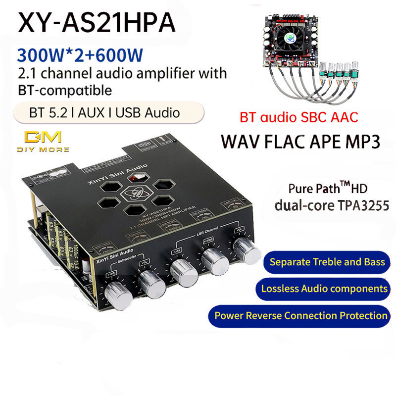DIYMORE AS21Hpa HighPower BT เครื่องขยายเสียงดิจิตอล 2.1 ช่องซับวูฟเฟอร์ 300W 2 + 600W นําเข้า Tpa32