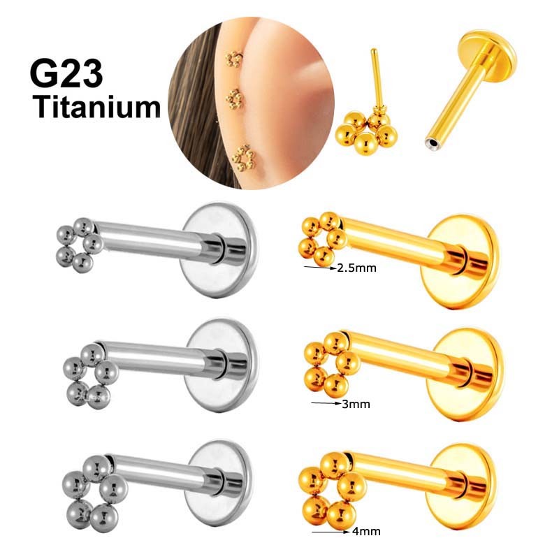 1 ชิ้น/เดี่ยว G23 ไทเทเนียมกระดูกอ่อนต่างหูเจาะสด 16Gauge Labret Lip Stud หู Helix Lobe Pinna สดเจาะ Hypoallergenic