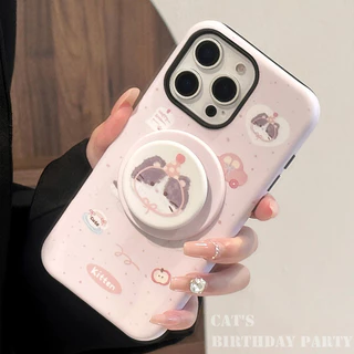 Ins น่ารัก Fat-faced Cat การ์ตูนแม่เหล็กโปร่งใสสําหรับ Iphone 17 16 15 14 11 12 13 PRO MAX ปลอกฝาครอบป้องกัน AT2556