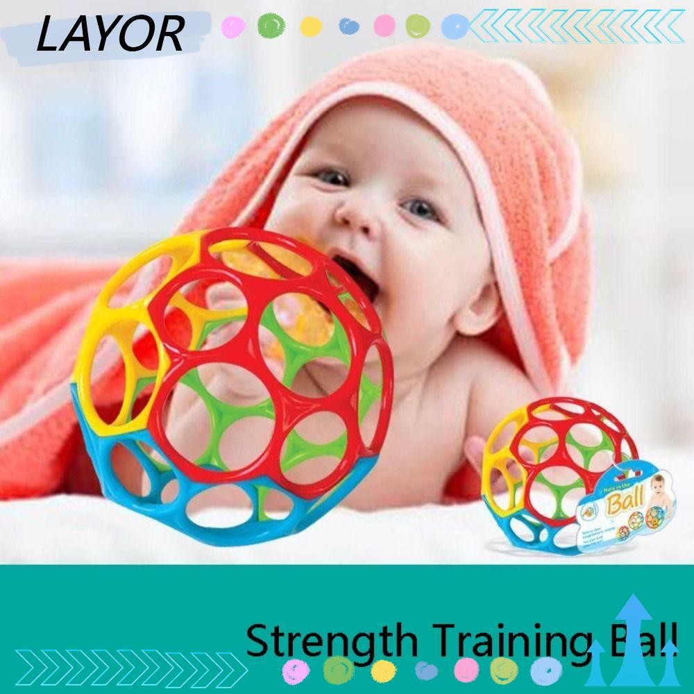 LAYOR Bright Starts Oball, BPA-Free Easy-Grap Strength Training Ball, อายุทารกแรกเกิดและขึ้น Rattle 