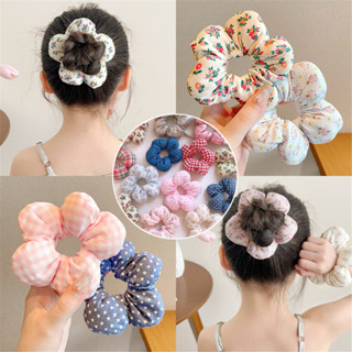 ฟองยางลายสก๊อตรัดผม พร้อมวงผมดอกไม้จากผ้าฝ้าย ขนาดพอดีสำหรับ…