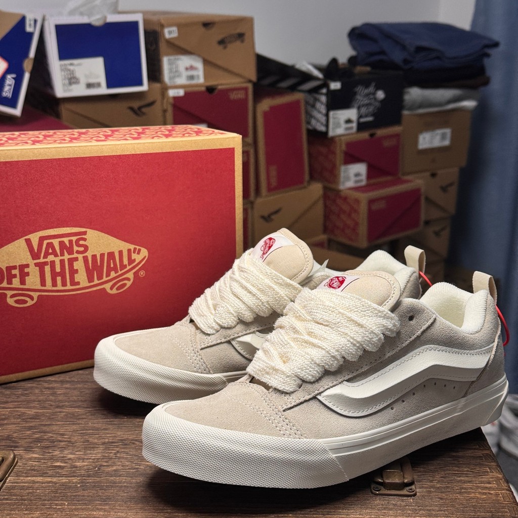 Vans Knu Skool รองเท้าบอร์ดลําลองตัดต่ําสีขาว - รูปที่ 7