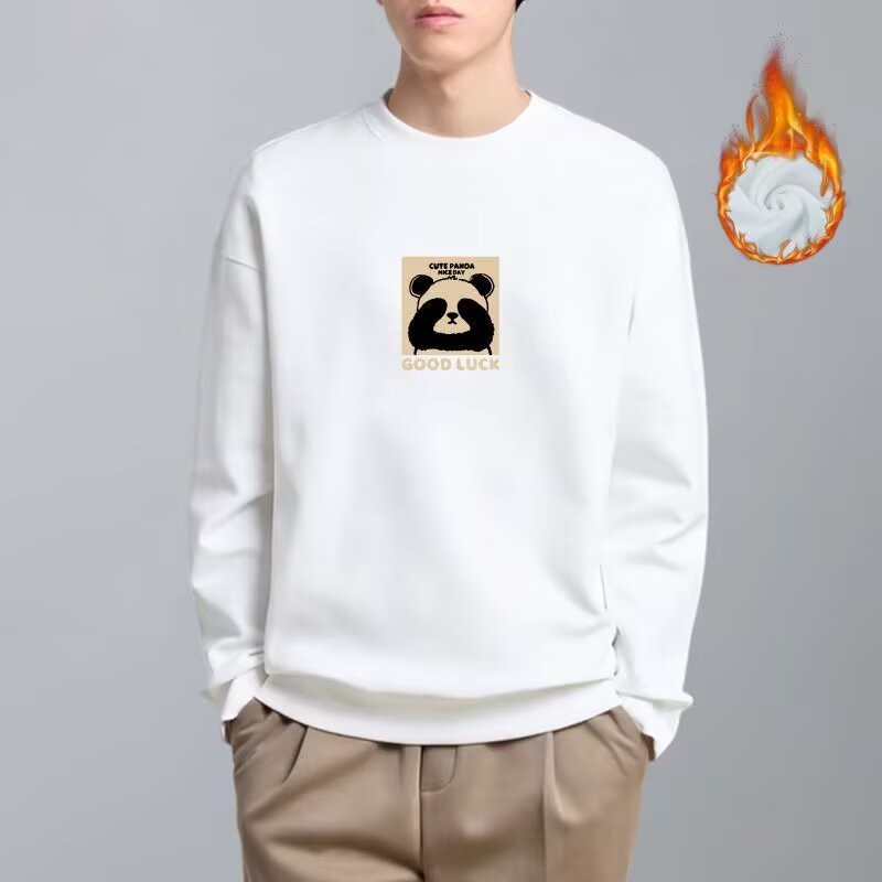 2025 NEW 2025 Crew Neck Sweatshirt Unisex Autumn Winter Cartoon Print Simple Hoodless Top Fleece Tre