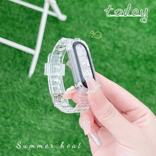 สายรัดกรณีโปร่งใส TPU อ่อน for Xiaomi Mi Band 10 9 8 ปกป้องหน้าจอ สายรัดข้อมือวงเข็มขัด for Smartwatc Mi Band 10 9 8 NFC