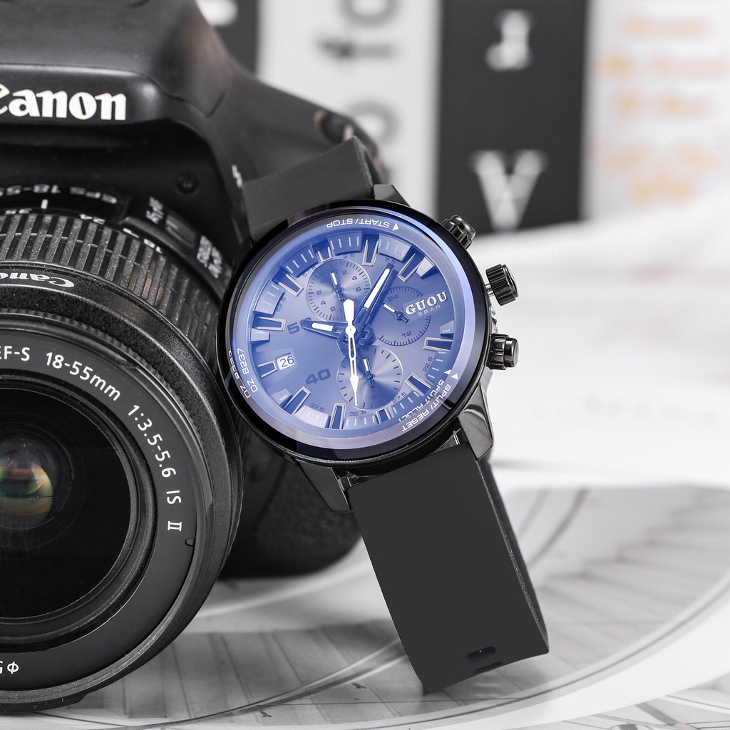 GUOU新款大表盘多功能日历时尚运动女表热销款女士腕表现货批发