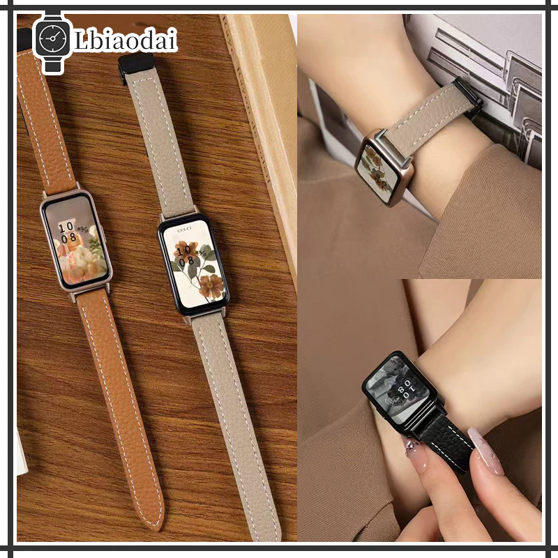 สายรัดหนังแม่เหล็ก for Huawei Band 11 11pro 10 9 8 NFC อุปกรณ์เสริมสายรัดข้อมือกีฬาแบบนิ่ม ระบายอากาศได้ดี เปลี่ยนได้
