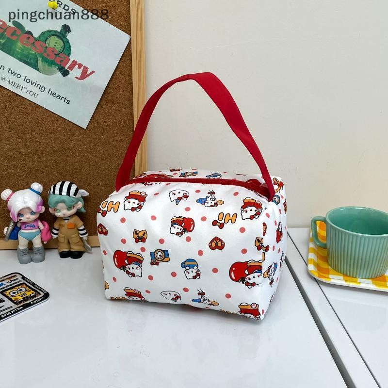 Pingchuan888 น่ารักการ์ตูน KT Cat พิมพ์แต่งหน้าแป้งกระเป๋าขนาดใหญ่ความจุ Travel Organizer กระเป๋าถือ