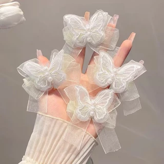 🦋ร้านไทย พร้อมส่ง🦋 กิ๊บติดผมหน้าม้า ริบบิ้น ผีเสื้อปักมุก ประดับโบว์ ไข่มุก สไตล์เกาหลี ผู้หญิง แต่งลูกไม้ H72