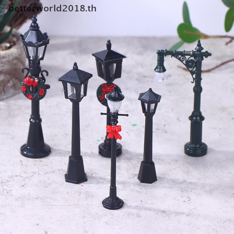 [bet] 2/12pcs Dollhouse Mini Christmas Street Lights ไฟถนนสวนจําลองรุ่น Miniatures ไฟเครื่องประดับตก