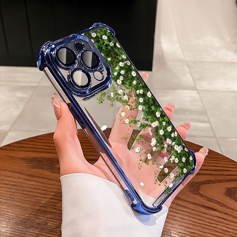 ชัดเจน เคส สำหรับ OPPO Reno 15F 15 14F 13F 12F 11F 14 12 13 11 F 10 8T 7Z 8Z 8 7 6 5 ค้นหาX8 Proหรูหราพรีเมี่ยมน่ารักDaisyลูกไม้ดอกไม้โปร่งใสชุบกันกระแทกกรณีโทรศัพท์นุ่ม