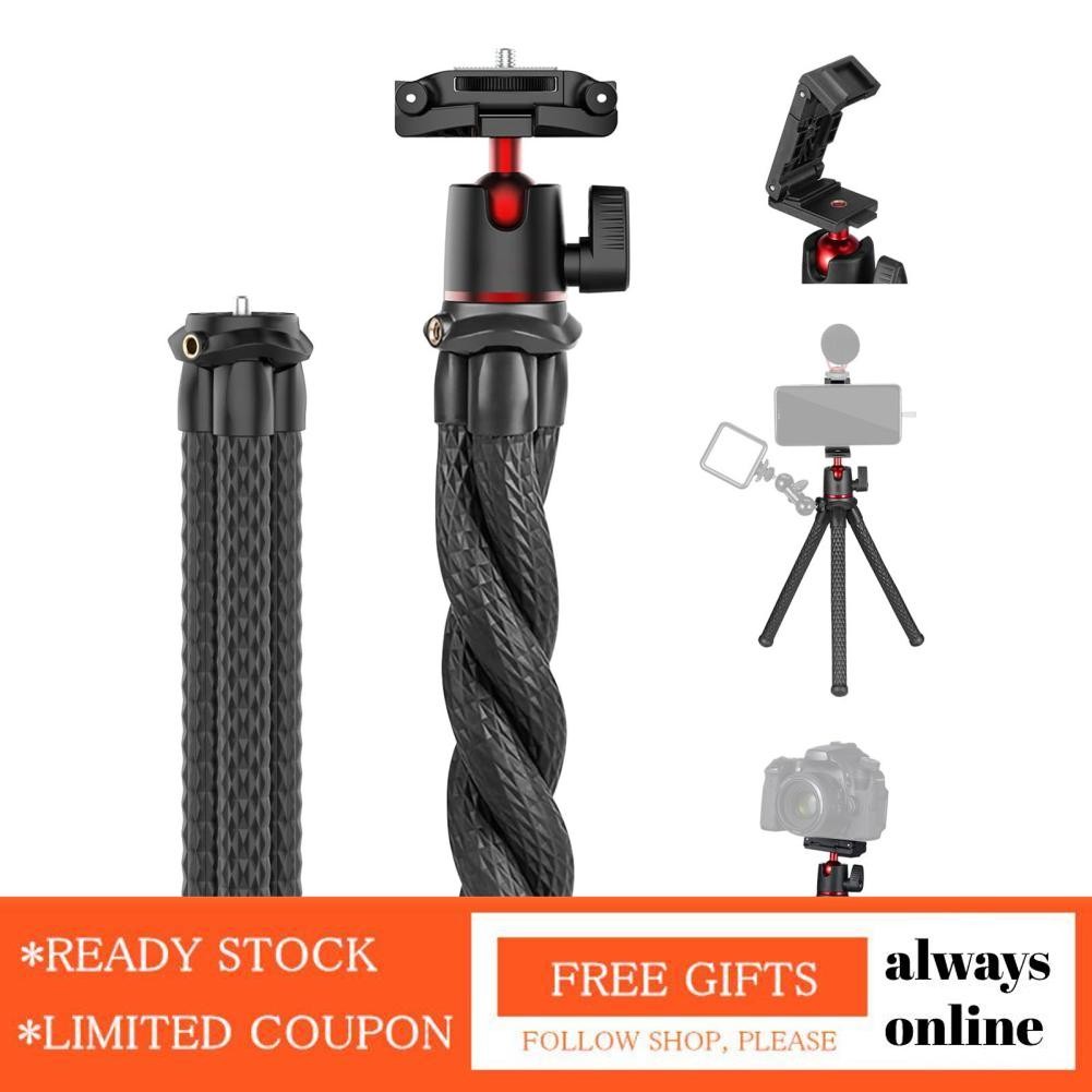 Alwaysonline Octopible Octopus Tripod Stand Stand Stand Stand 1/4 นิ้วการออกแบบแพลตฟอร์ม 2-in-1 การอ