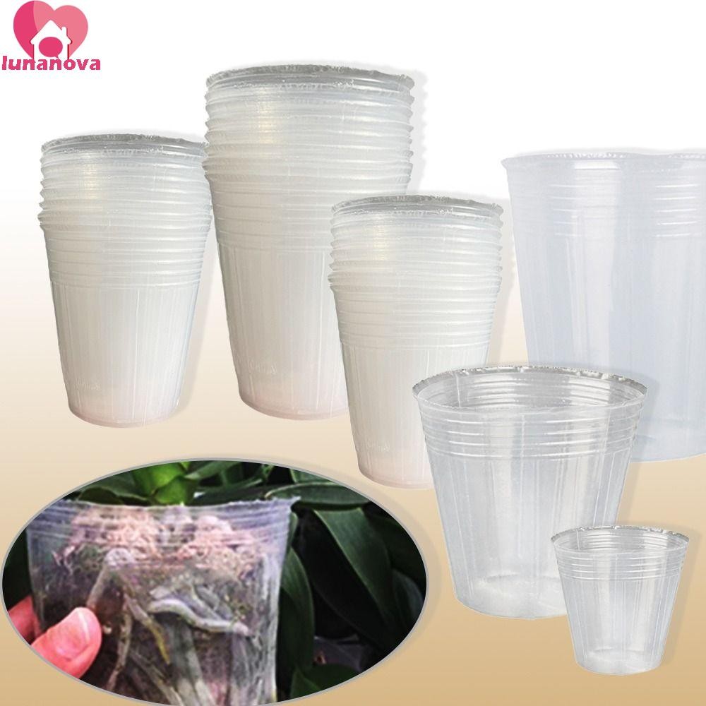 LUNANOVA Nursery Pots Orchid Clear เครื่องมือทําสวนคอนเทนเนอร์ดอกไม้ผักถุงต้นกล้า