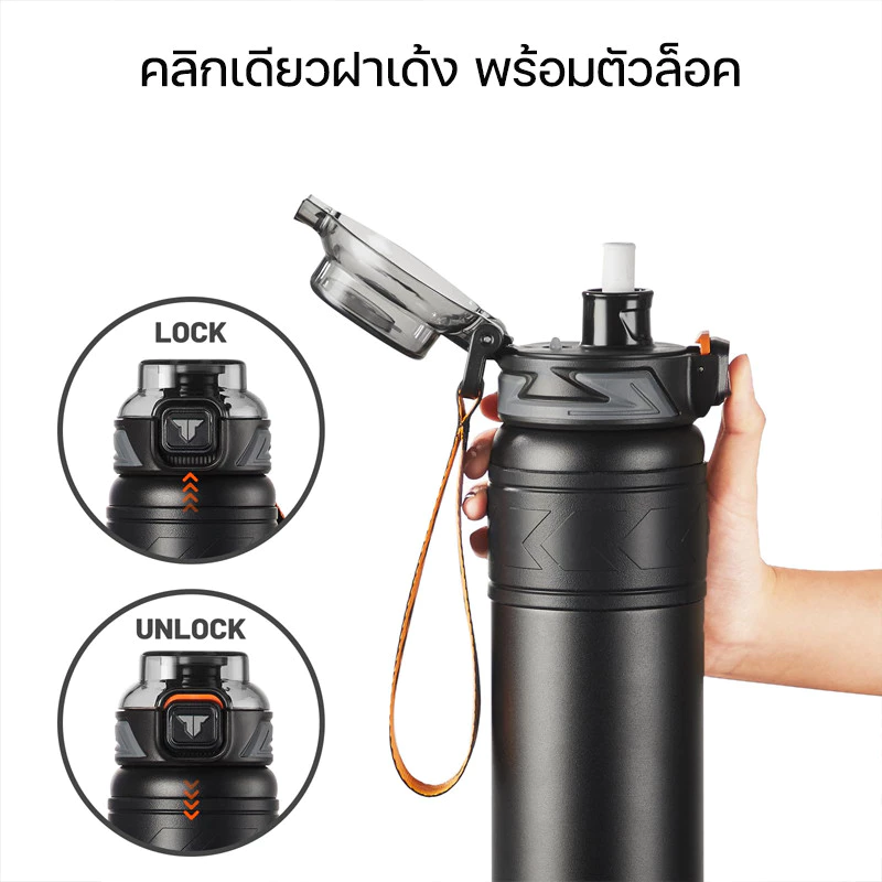 TKK กระติกน้ำเก็บความร้อน ความเย็น 700ml สแตนเลส 316 สูญญากาศ พร้อมหลอดดูด พกพาง่าย กันรั่ว thumbnail 6