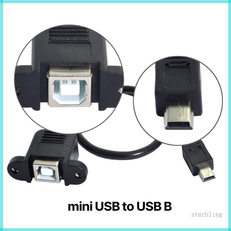 Star Mini USB เป็น USB B พร้อมแผงเมาท์สกรู Mini USB ชายกับ USB B หญิงขยาย
