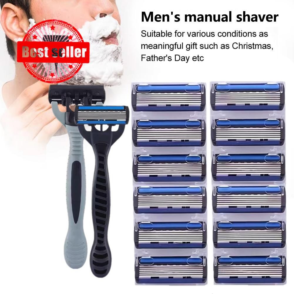 Triple Manual Razor Shaver Razor Mens Face Shaver Head Old-fashioned Frame Blade Q8y5