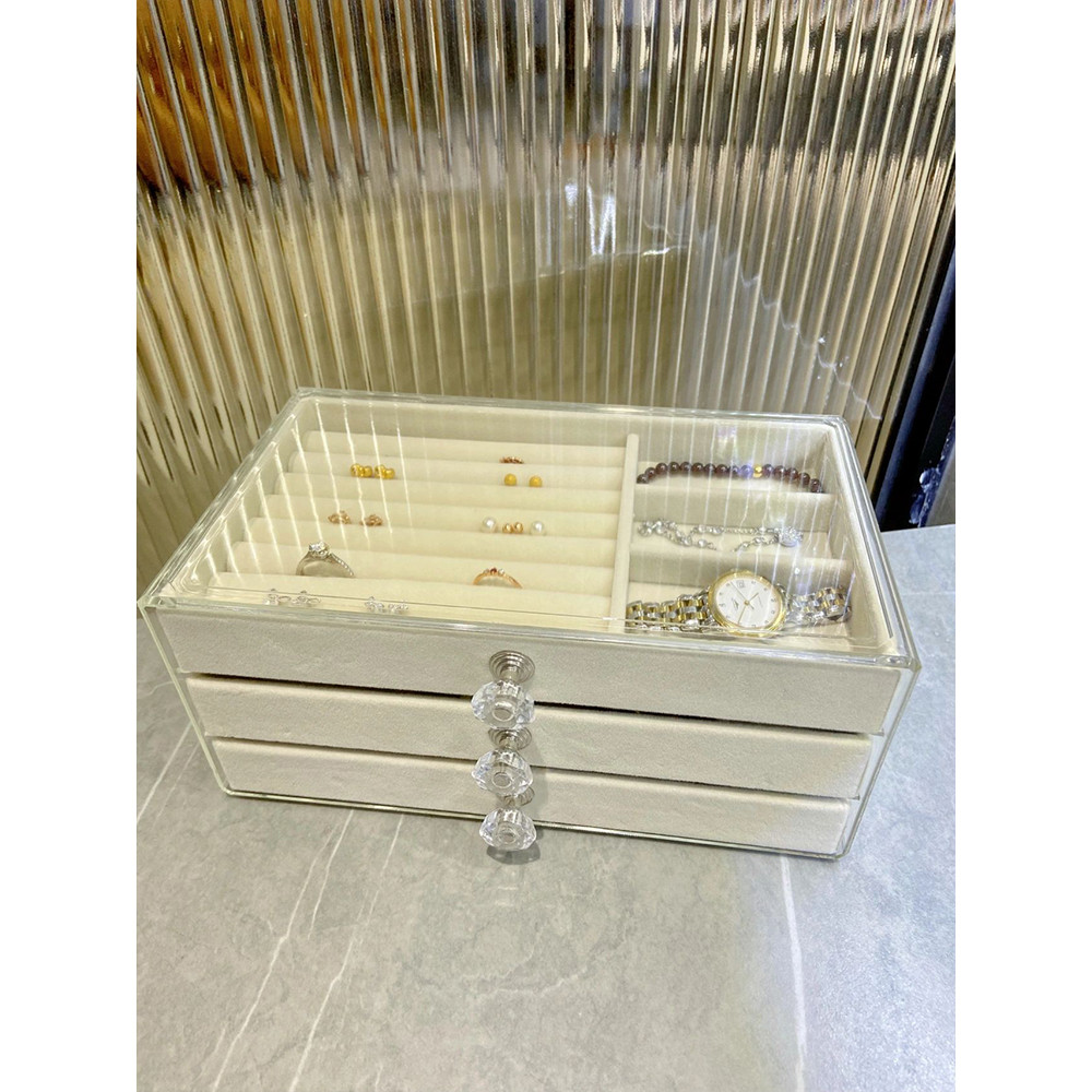 บี. บี. ที่เก็บเครื่องประดับกล่องเก็บเครื่องประดับ Anti-Oxidation ต่างหูต่างหูสร้อยคอ Flannel อะคริล