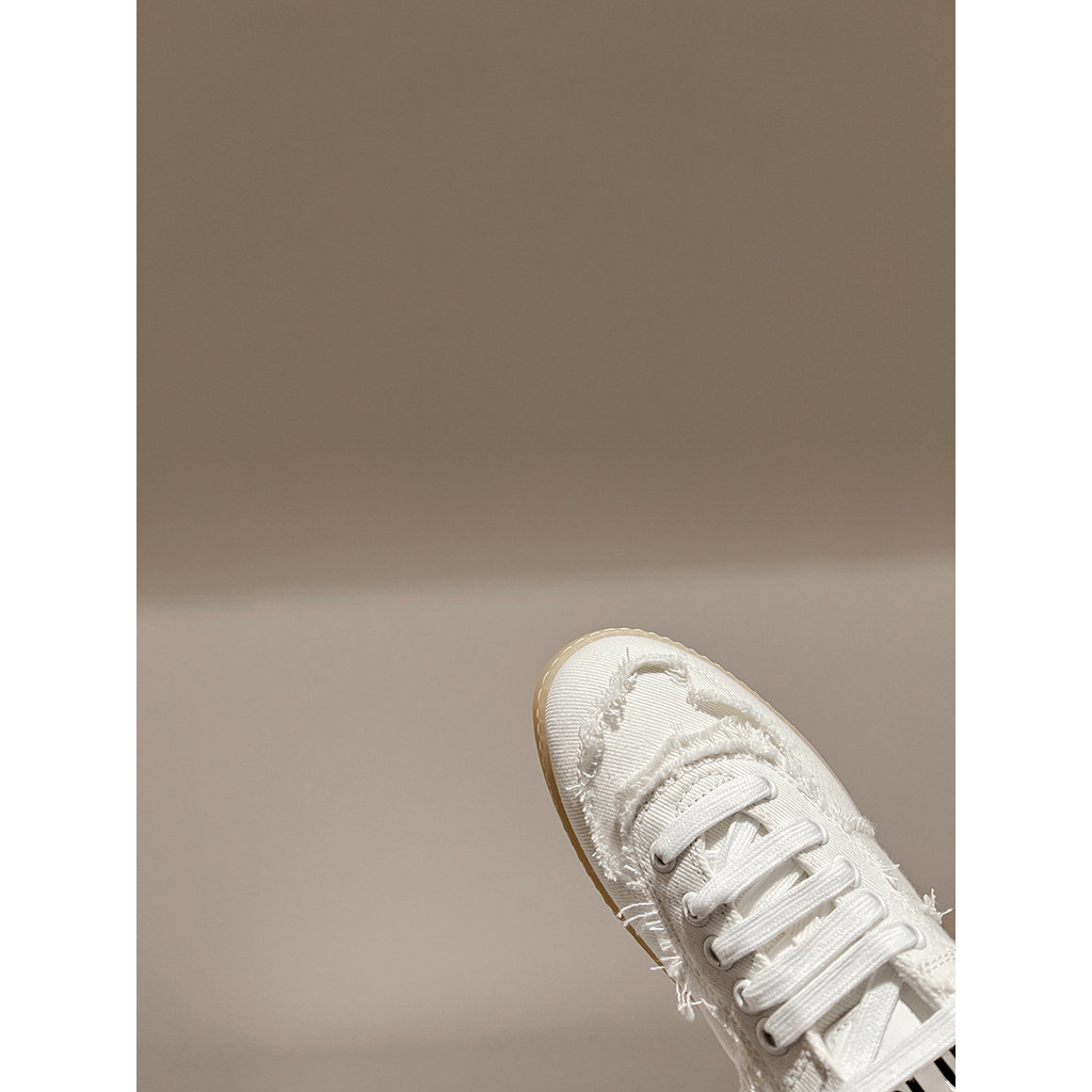 Daissy Tail Cabinet · Beggar Shoes Denim White Shoes Women All-Match Niche Canvas Shoes Flat Casual 