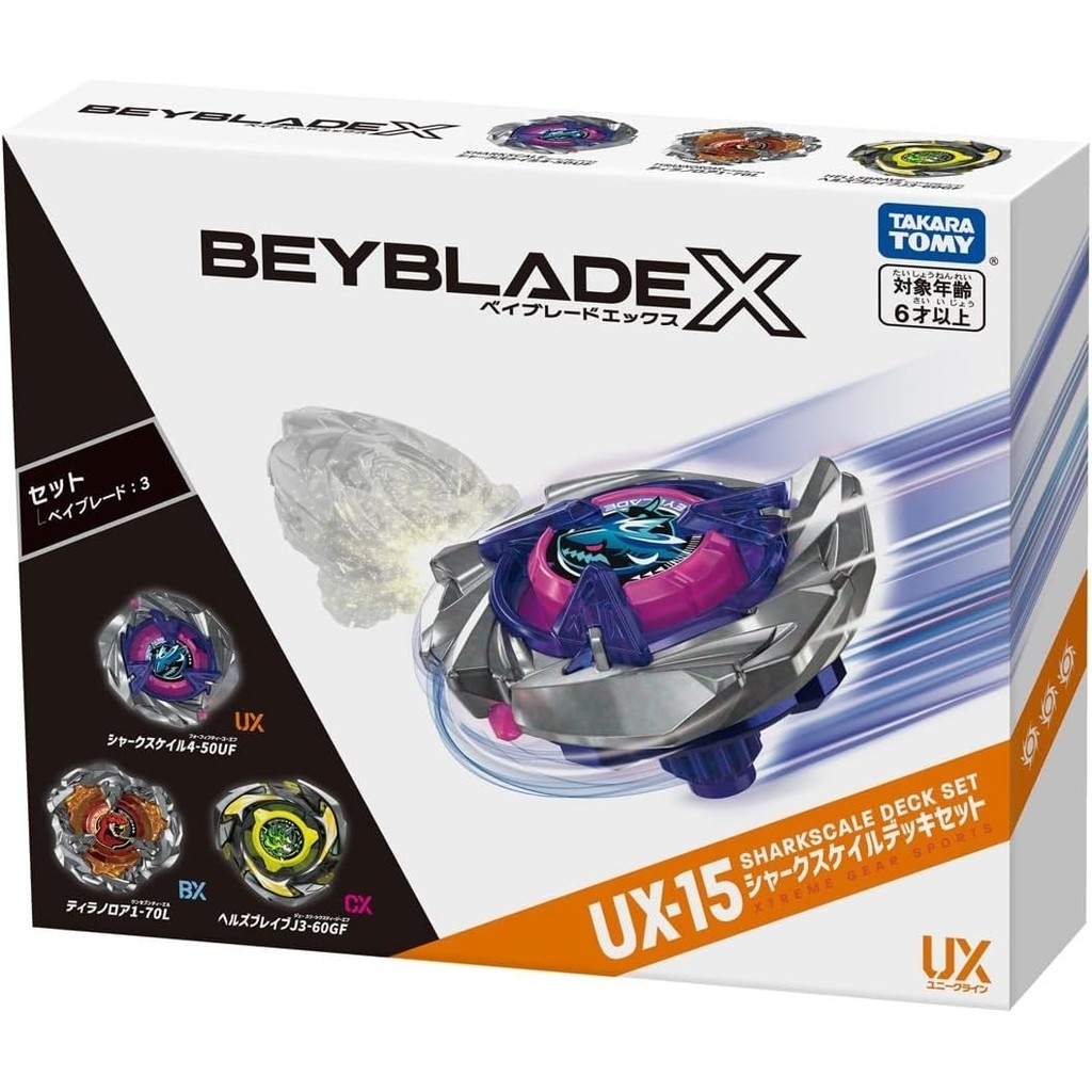 Takara Tomy Beyblade X UX-15 SHARK SCALE DECK SET SHARK SCALE 4-50UF ใหม่
