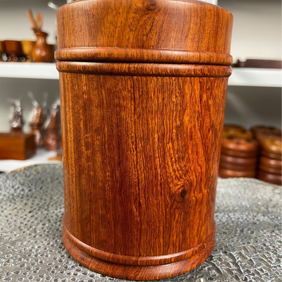 XINPIN*Wholesale Rosewood Crafts Tea Canister Wooden Sealed Jar Tea Canister Burmese Flower Jar Hous