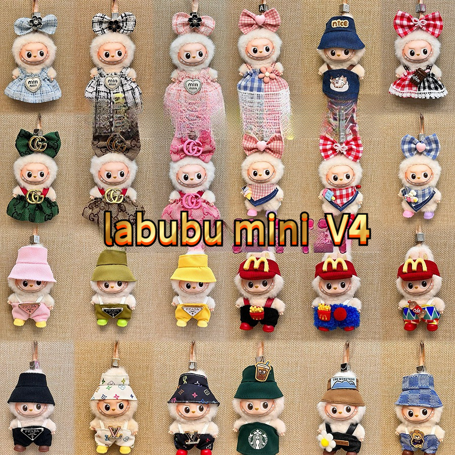 ชุดลาบูบู้v4 ชุดLabubu ชุดเสื้อผ้าตุ๊กตา ผ้าฝ้าย ขนาดมินิ 10 ซม. ชุดมาการอง（ไม่มีตุ๊กตา)